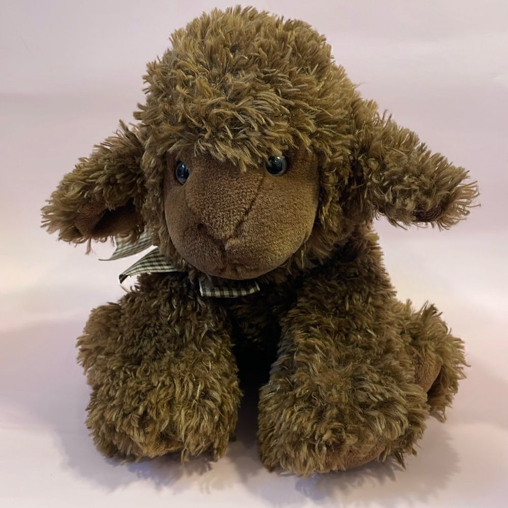 Vintage Russ Berrie Dark Brown Sheep Plush Toy, Lambert Stuffed Lamb Plushie EUC